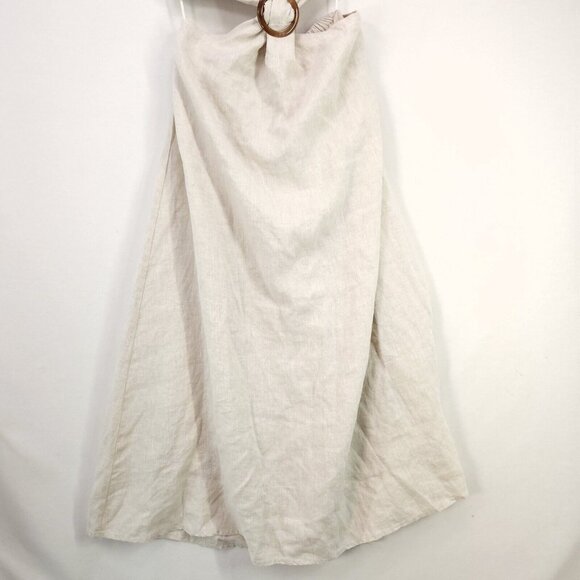 Bohme Linen Dress Medium One Shoulder Maxi Cut Out Bohemian Natural Minimalist - Picture 6 of 13